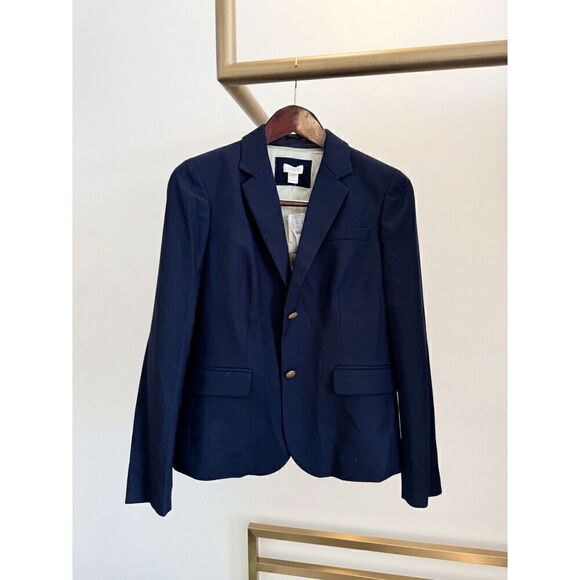 NEW J. Crew Women's 6 Blue Keating Wool Blazer Jacket Gold Crest Buttons 28639 - Picture 1 of 5